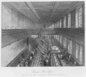 Oficina General de Correos. Sala de carteros arreglada para el despacho de periódicos, c. 1841
