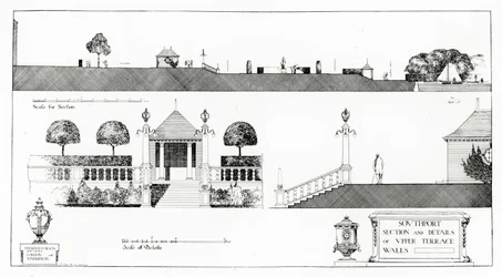 Southport: Sección y Detalles de la Terraza Superior y Muros, de 