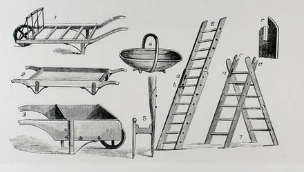 Carretillas, trug y escaleras, de 