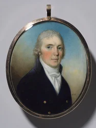 Par de miniaturas: Retrato de un hombre y retrato de una mujer con una miniatura, c. 1780