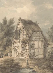 Cabaña de madera y paja