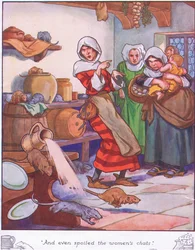 E incluso estropeó las charlas de mujeres (litografía en color)