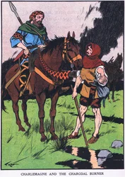 Carlomagno y el carbonero (litografía en color)