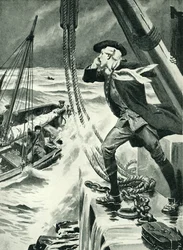 John Smeaton trabajando en su faro (litografía)