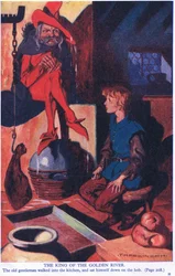 El rey del río dorado (litografía en color)