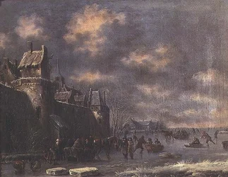 Paisaje invernal con figuras