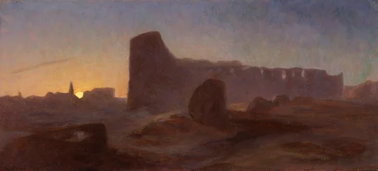 Vista del Coliseo Romano al atardecer, Italia