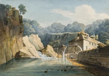 Molino de Aberdulais (acuarela y lápiz sobre papel)