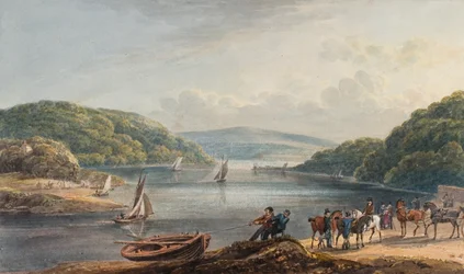 Briton Ferry, River and Church (acuarela y lápiz sobre papel)