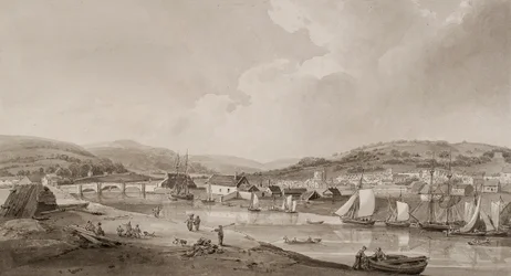 Neath, from the South Side of the River (acuarela y lápiz sobre papel)