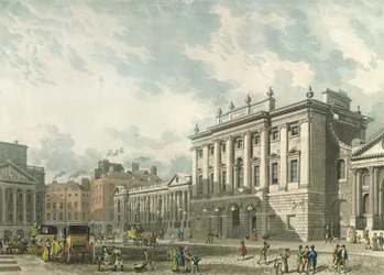 Vista del Banco de Inglaterra, grabado por Daniel Havell (1785-1826), pub. 1816 por 