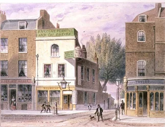 Red Lion Inn tallada, Islington Green, fecha en la casa 1660