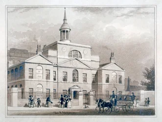 Hospital de Maternidad de la Ciudad de Londres, City Road, Finsbury, Londres, c. 1827