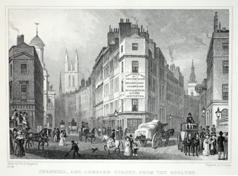 Cornill y Lombard Street, desde Poultry, de 