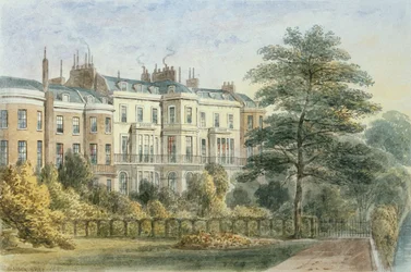 Fachada este de la casa de Sir Robert Peel en Privy Garden (1788-1850) 1851