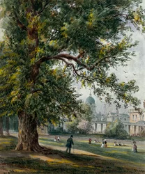 Greenwich Hospital desde el parque, junio de 1855 (acuarela con grafito)