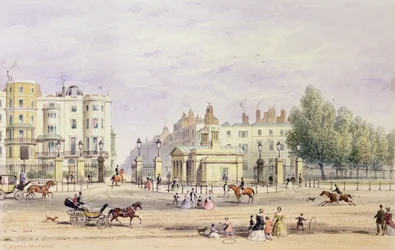 Puerta Grosvenor y el Nuevo Lodge, 1851