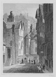 Escuela secundaria, Wynd, Edimburgo grabado por William Watkins, 1831