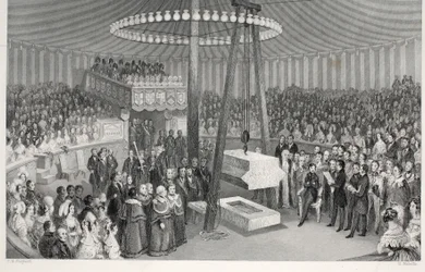 Colocación de la primera piedra del Nuevo Royal Exchange, de 