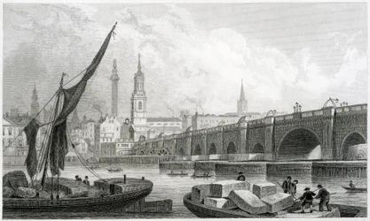 Puente de Londres antiguo, desde Southwark