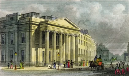 El Nuevo Colegio de Médicos, Pall Mall, Este, grabado por Thomas Barber
