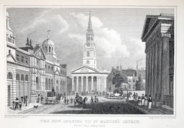 La nueva apertura de la Iglesia de San Martín, desde Pall Mall East, de 