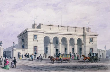 La estación de ferrocarril del suroeste en Nine Elms Vauxhall, 1856