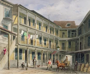 Vista del patio de Blue Boar Inn, no.30 Aldgate, c.1850
