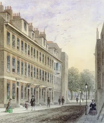 Vista de la calle Fludyer, mirando hacia el parque St. James, 1859