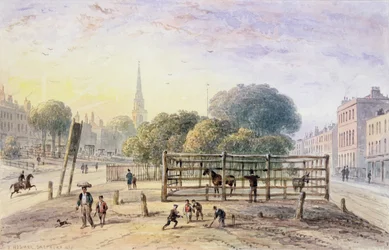 Vista del Corral de Islington, 1850