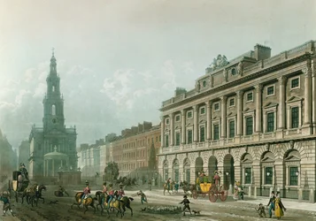 Vista de Somerset House, desde el Strand, grabado por J. Bluck, publicado 1819
