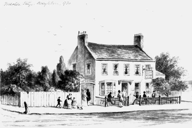 Vista de la taberna Yorkshire Stingo en Paddington, 1860-1859 (dibujo)