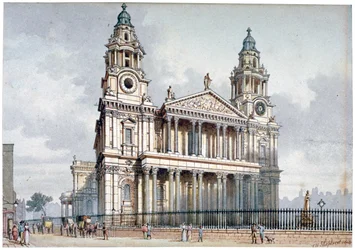 Fachada oeste de la Catedral de San Pablo, Ciudad de Londres, 1814