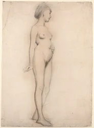 Niña desnuda de pie