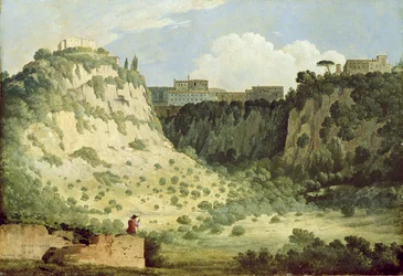Vista del Templo de Diana, Nemi, con un Pastor en el Primer Plano, 1785