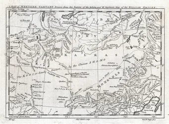 Un mapa de Tartaria occidental extraído del estudio de los jesuitas y del mapa del Imperio ruso del Sr. Kyrillow.