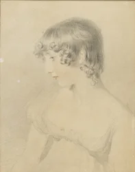 Retrato busto de Susan Bloxam, girado en perfil a la izquierda, 1818