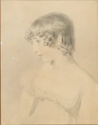 Retrato busto de Susan Bloxam, girado en perfil a la izquierda, 1818