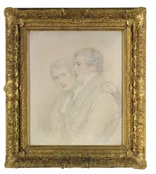 Doble retrato de Richard Rowland Bloxam (1797-1877) y Andrew Bloxam (1801-1878), medio cuerpo, de perfil, en la víspera de su partida hacia las Islas Sandwich [Hawái] en 1823