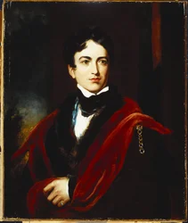 Retrato de John George Lambton, primer conde de Durham, GCB, MP, con un abrigo oscuro, una capa y una corbata blanca
