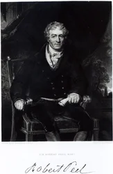 Retrato de Sir Robert Peel (1788-1850), grabado por H. Robinson