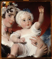 Priscilla, Lady Burghesh, sosteniendo a su hijo, el Hon. George Fane