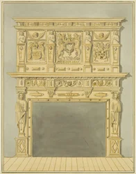 Chimenea en la casa junto a la Parte Trasera de San James, fechada en 1677