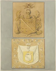 Escudos de armas en la puerta de Langton Mansion, en la parte trasera