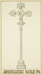 Cruz en la antigua lápida en la Cripta de la Iglesia de St John