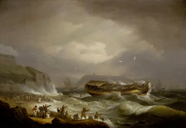 Naufragio del buque mercante "Dutton" de la Compañía de las Indias Orientales, frente a Plymouth, Inglaterra, el 26 de enero.