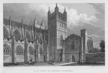 Vista Suroeste de la Catedral de Exeter