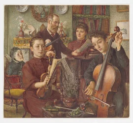 Retrato de grupo de Alfred Rooke y su familia en su casa en Mount Park, Ealing, 1891-92