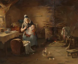 Interior de una cabaña campesina (óleo sobre lienzo)