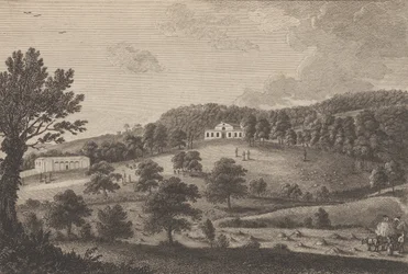 Vista del albergue en el parque sur, cerca de Penshurst en el condado de Kent, de The H..., 1777-90